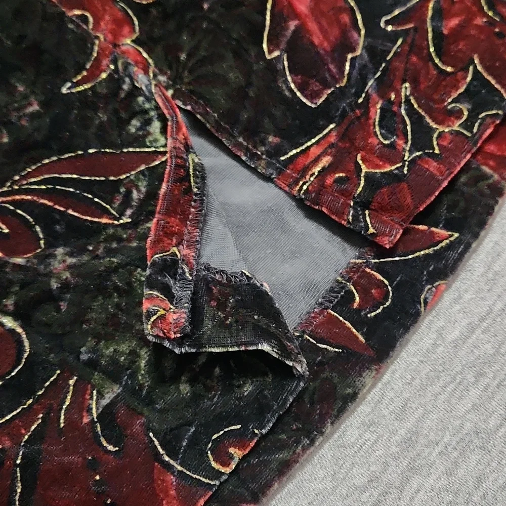 Vintage Rampage Floral Velvet Formal Strapless Bodycon Mini Party Dress - Picture 7 of 8